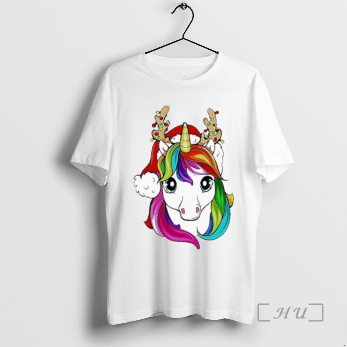 Officials Trending Rainbow Reindeer Unicorn Christmas Lights Tee Shirt Sweater