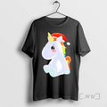 Officials Trending Rainbow Unicorn Santa Hat Christmas Cute Tee Shirt Sweater