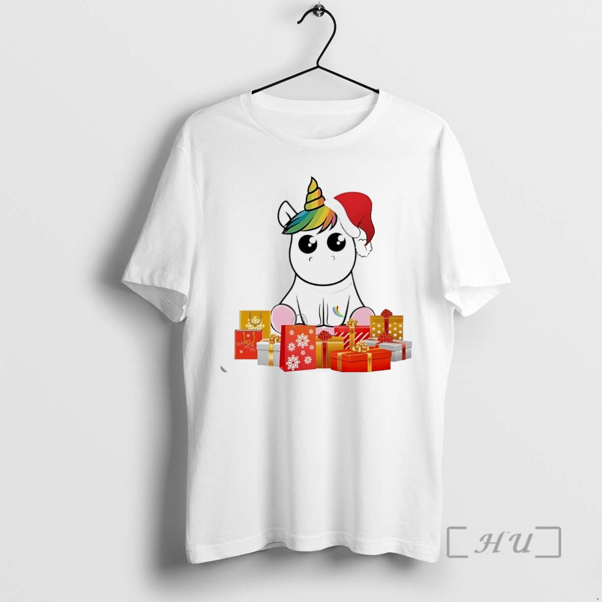 Officials Unicorn Santa Hat Gift Box Christmas White