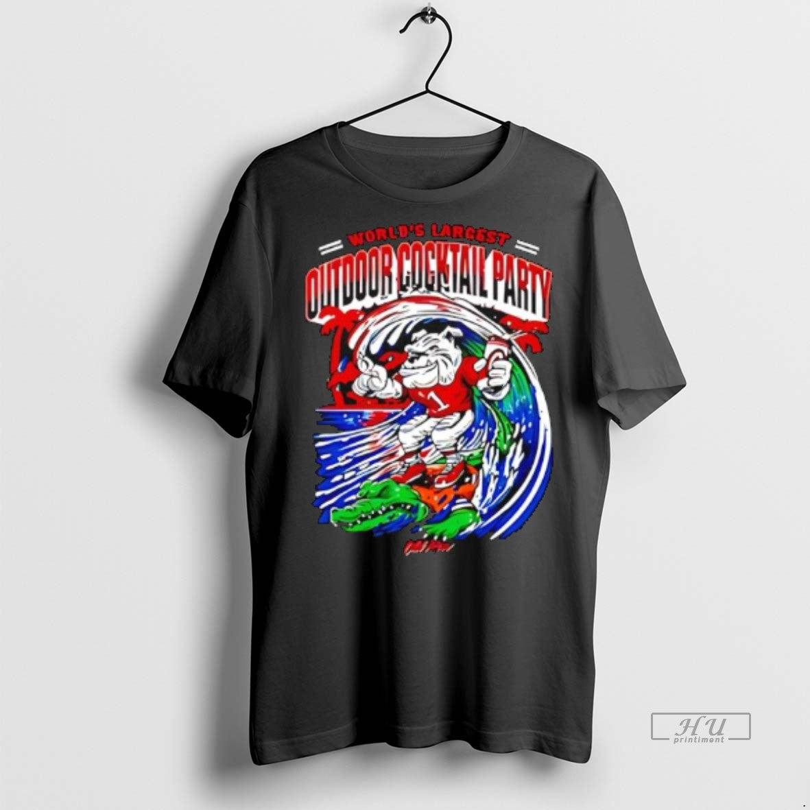 Officials Worlds Largest Outdoor Cocktail Party Georgia Bulldogs And Florida Gators College Mascots Premium Tee