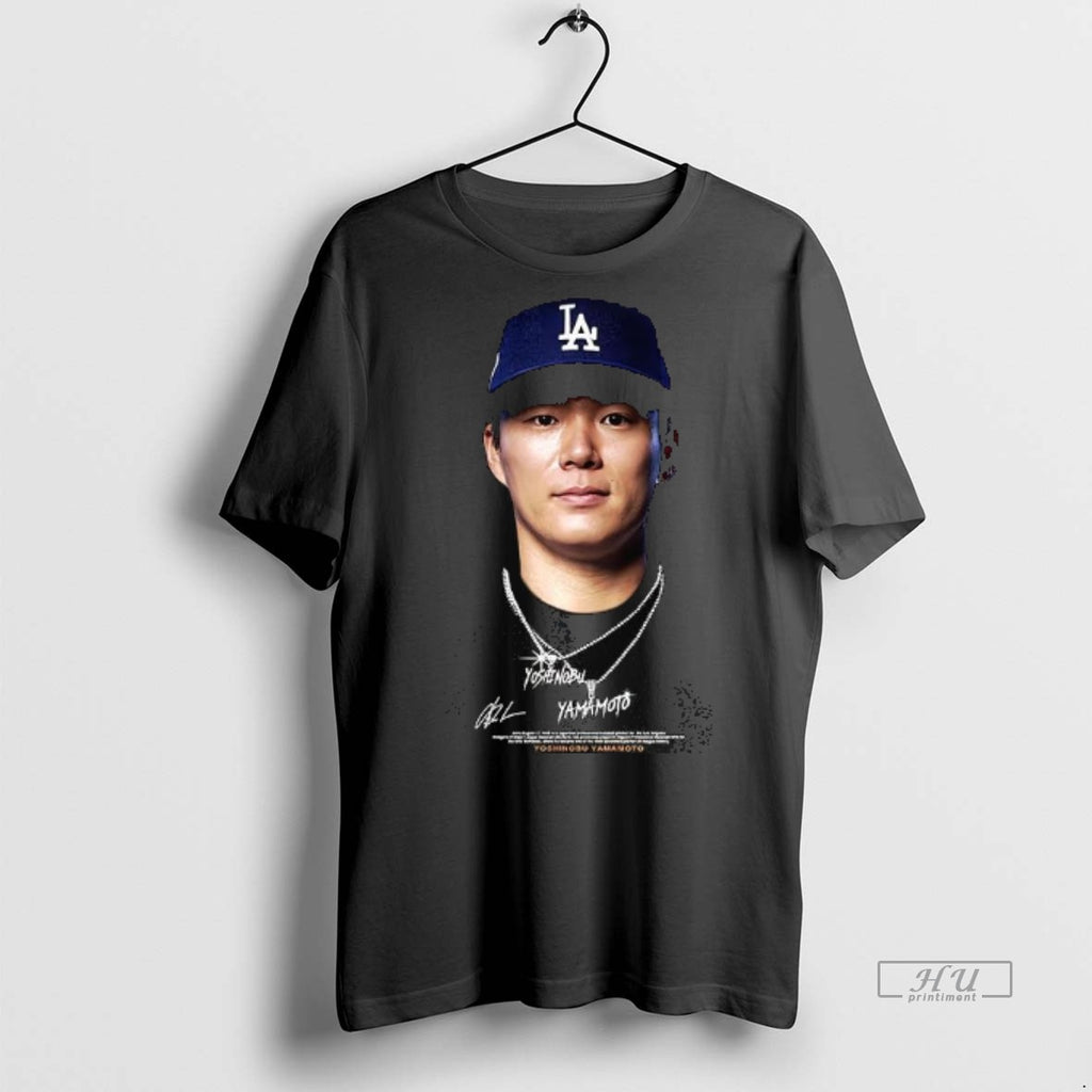 Officials Yoshinobu Yamamoto Los Angeles Dodgers World Series Champions 2025 Big Face Gang Premium Tee