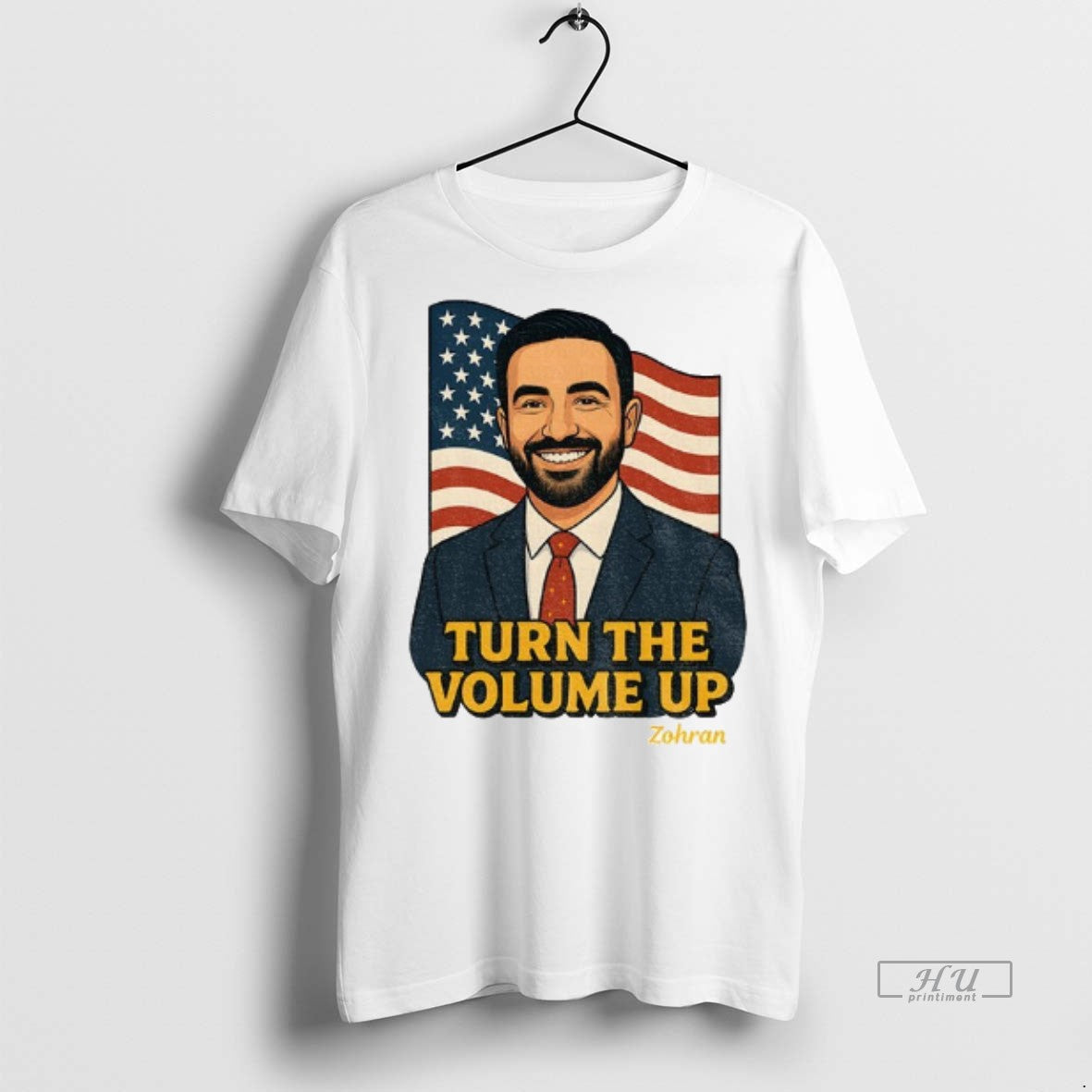 Officials Zohran Mamdani Turn The Volume Up Nyc 2026 American Flag Premium Tee Shirt Sweater