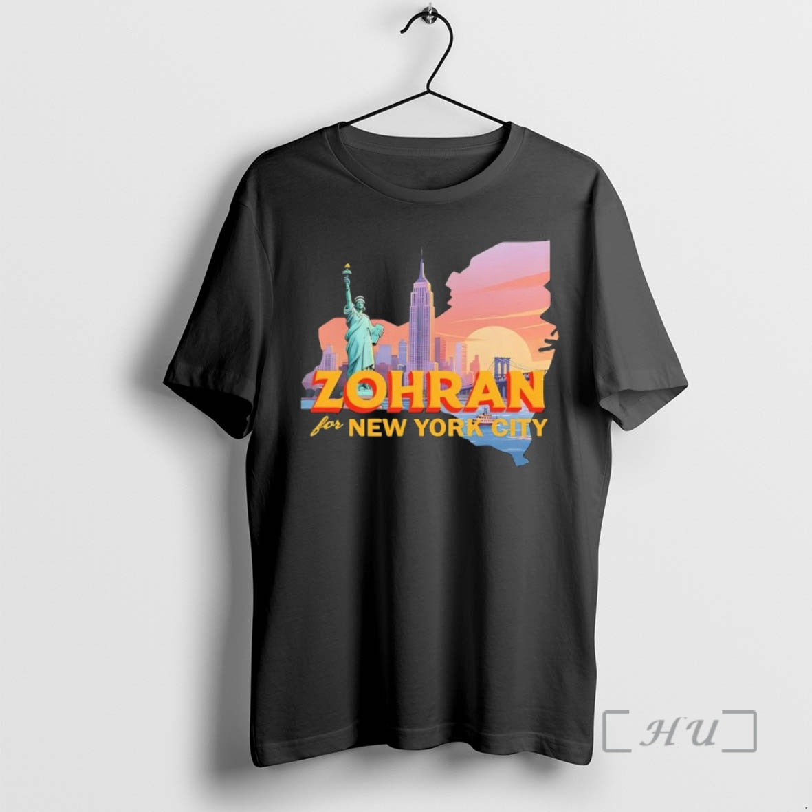 Officials Zohran Mamdani For New York City Skyline Retro Vibe