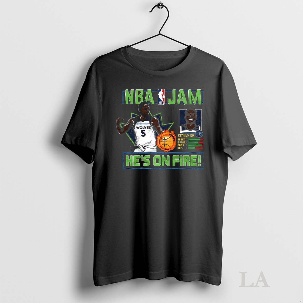 Original Anthony Edwards Minnesota Timberwolves Nba Hes On Fire Classic Video Game Tee Sweater
