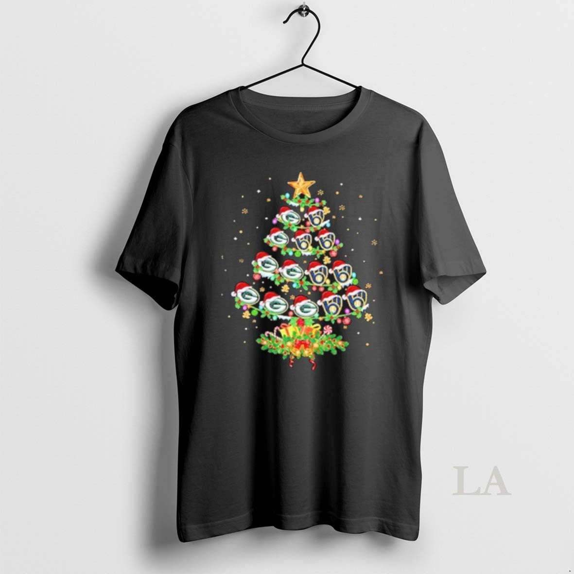 Original Green Bay Packers And Milwaukee Brewers Christmas Tree Two Teams