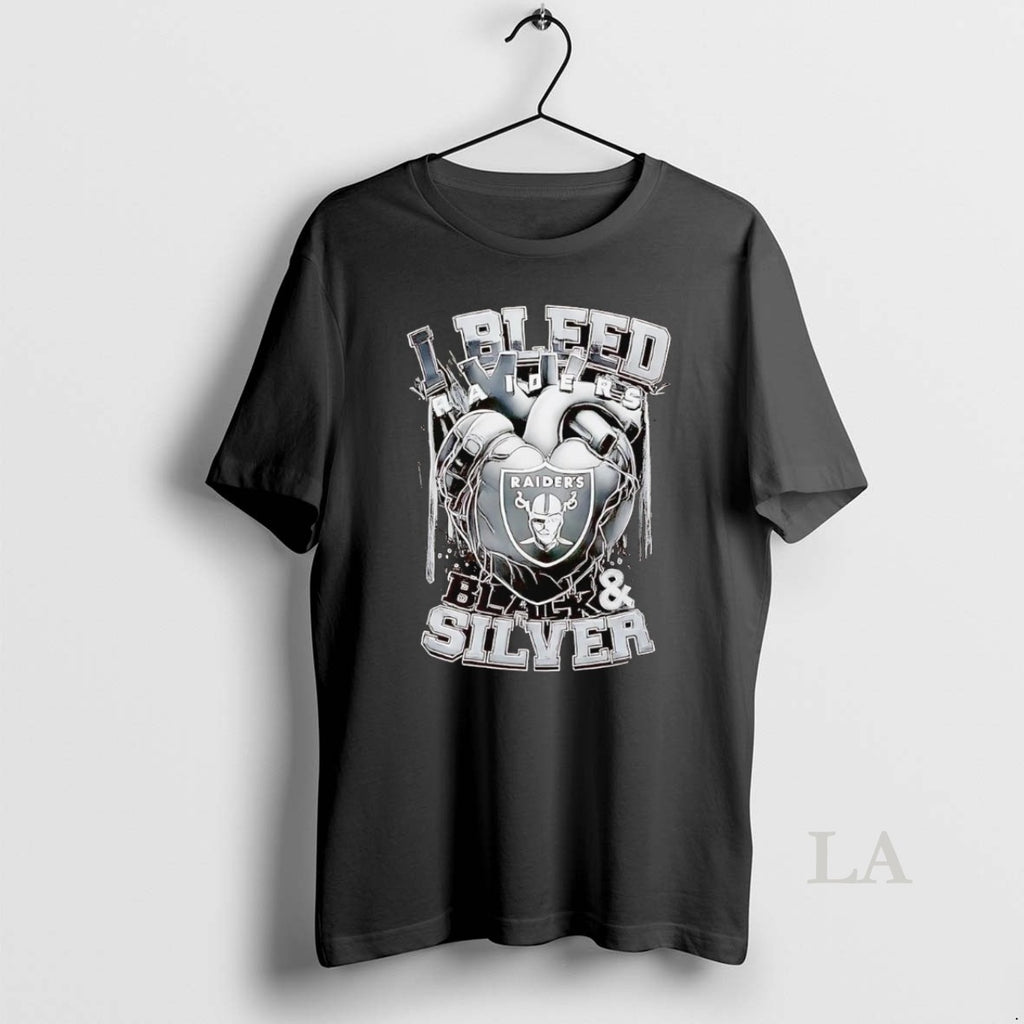 Original I Bleed Raiders Black And Silver Heart