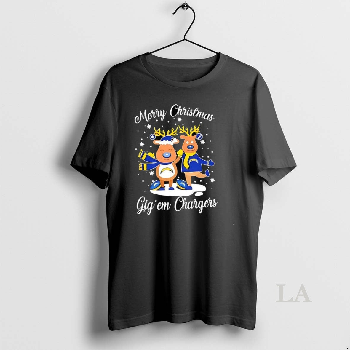Original Los Angeles Chargers Football Blue Nosed Reindeer Merry Christmas Gig Em Chargers