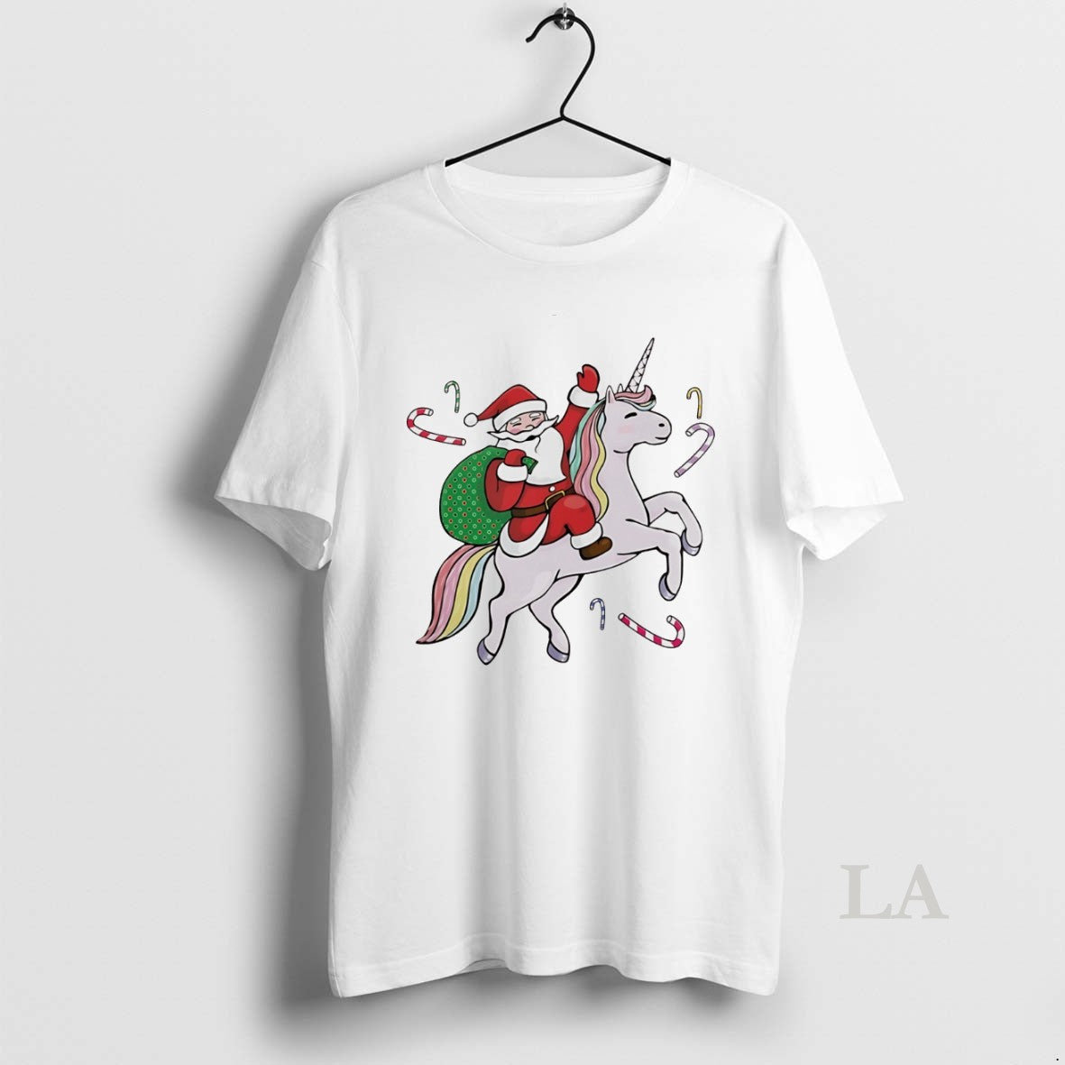 Original Santa Riding Unicorn Candy Joy Christmas White