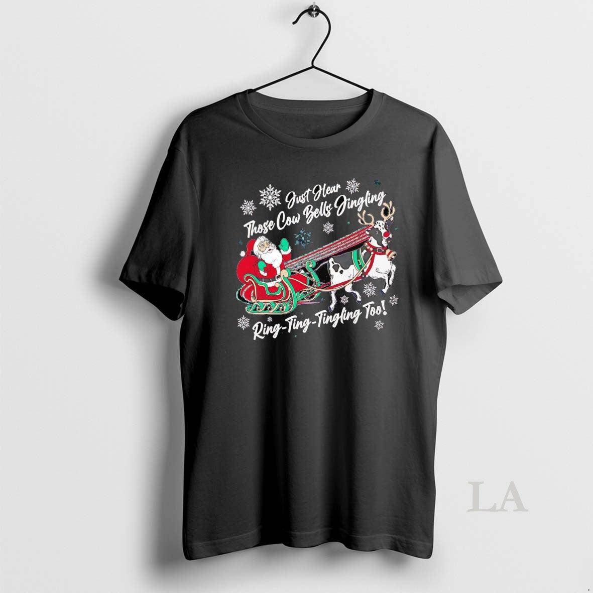 Original Santa Sleigh Cow Just Hear Those Cow Bells Jingling Christmas