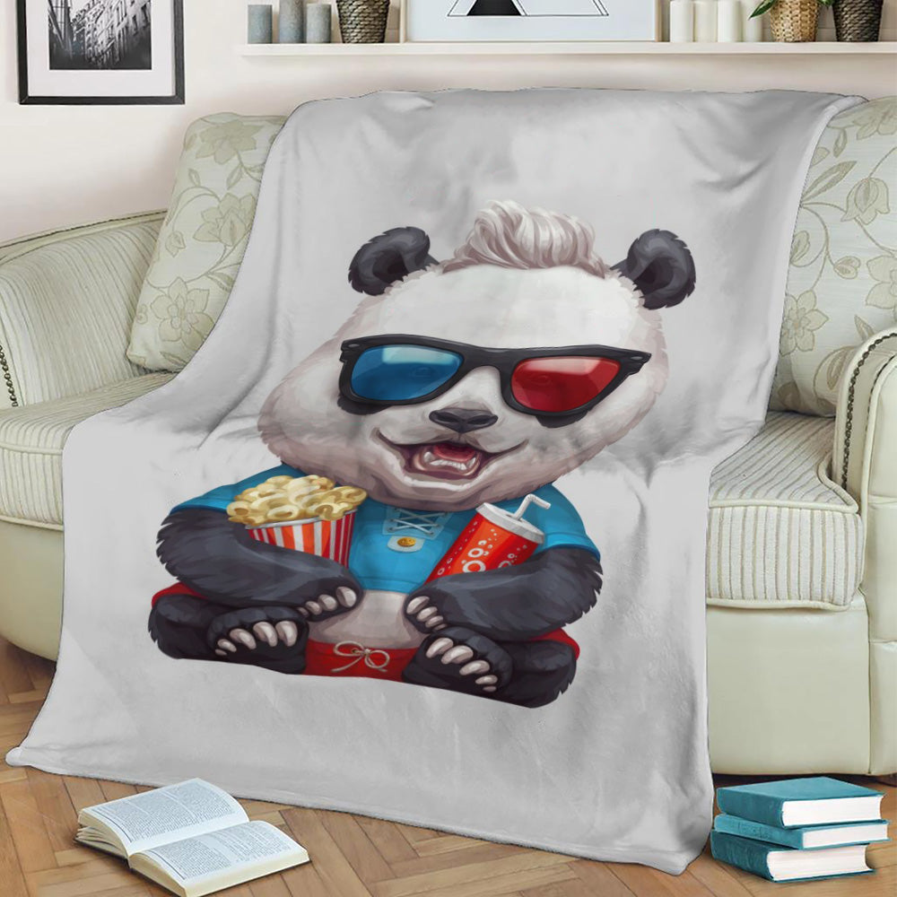 Panda Cinephile Fleece Throw Blanket