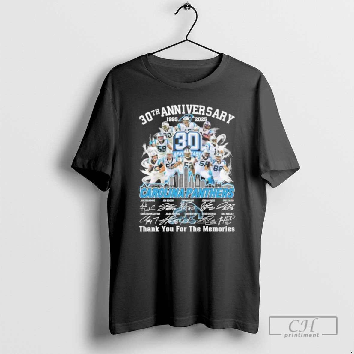 Premium 30th Anniversary 1995 2025 Carolina Panthers Teams Signatures Shirt Sweater