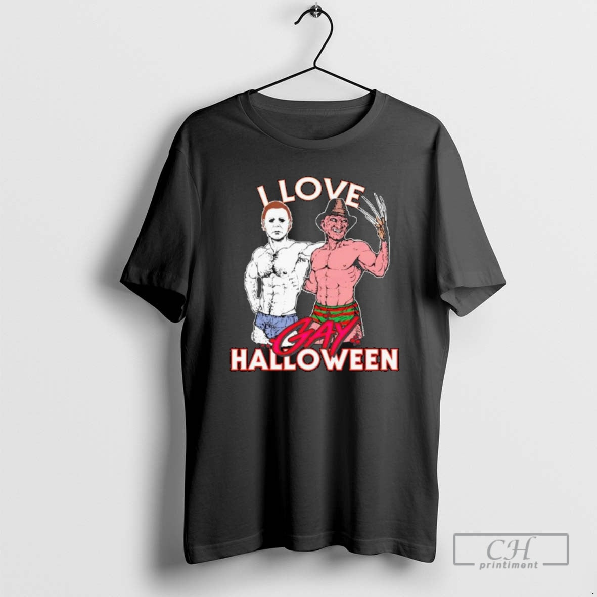 Premium Jason Voorhees Vs Freddy Krueger I Love Gay Halloween Ornaments Shirt Sweater