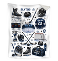 Personalized Hockey Baby Blanket with Name, Custom Ice Hockey Blanket for Boy, Hockey Nursery Decor, Kids Toddler Blanket, Ice Skate Gift
