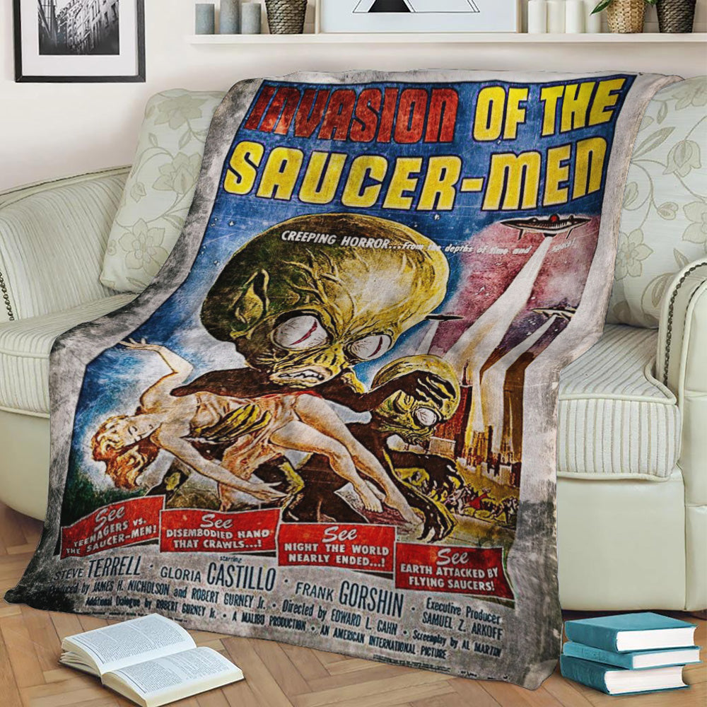 Retro Vintage movie poster Fleece Throw Blanket