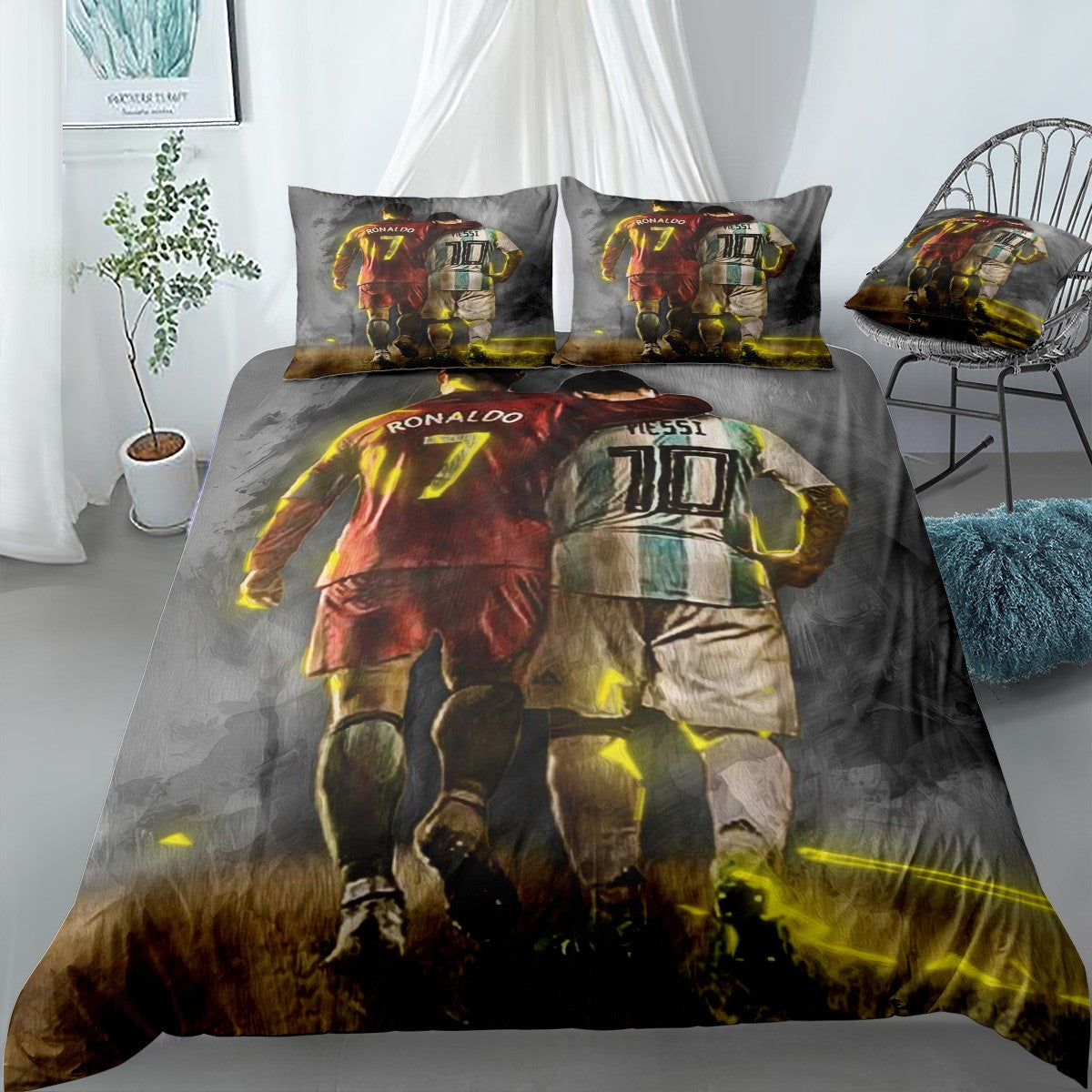 Ronaldo and Messi 1 16 Bedding Set (Duvet Cover & Pillow Shams)