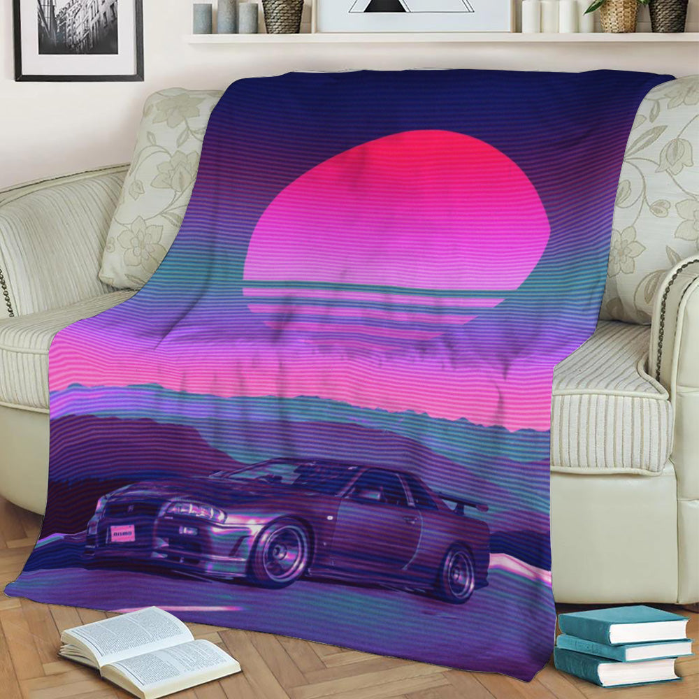 SKYLINE GTR CAR Fleece Throw Blanket