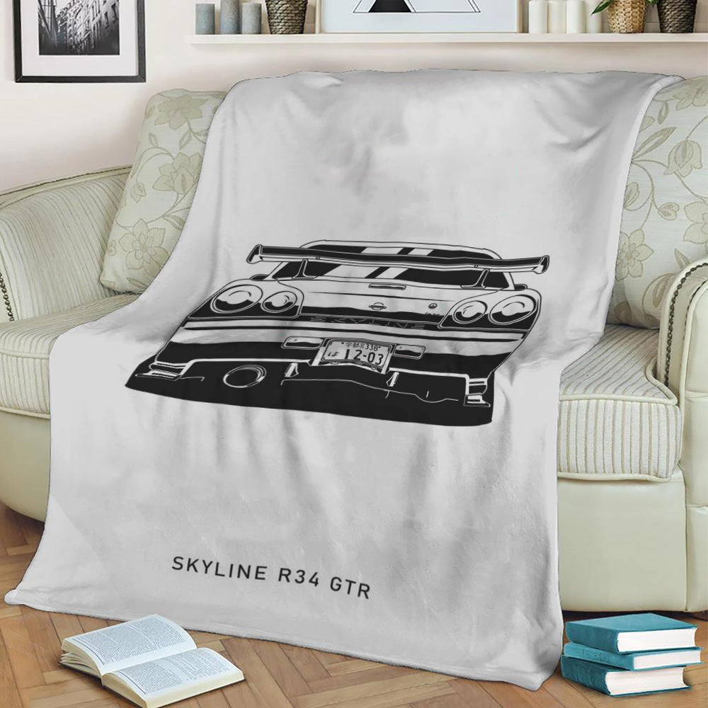 Skyline R34 GTR Fleece Throw Blanket
