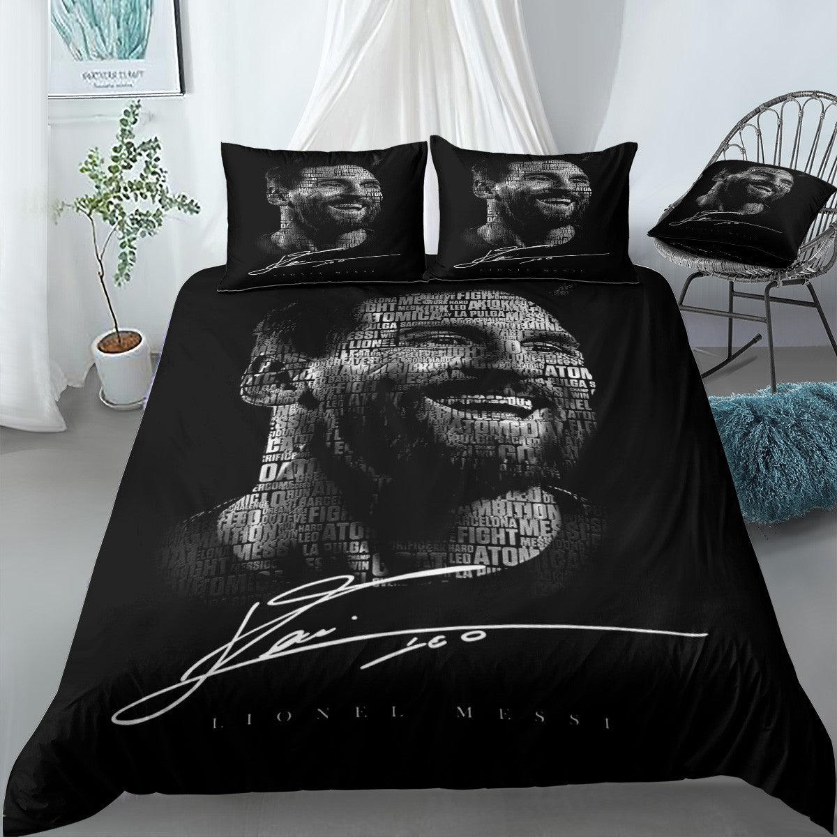 Soccer Football Messi Bedding Set (Duvet Cover & Pillow Shams)