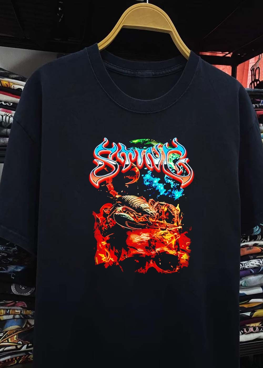Sting Scorpion Skull Flaming Space T-Shirt