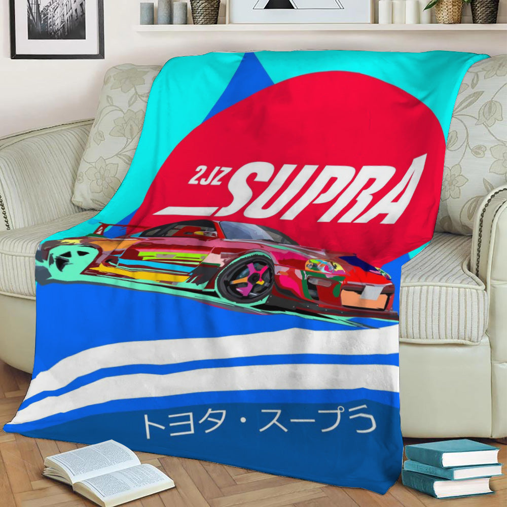 Supra 2jz jdm cars Fleece Throw Blanket