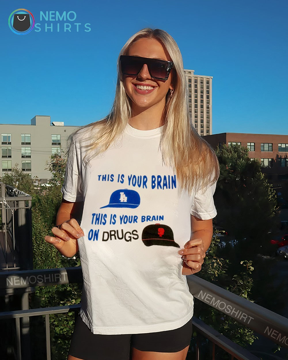 This is your brain Los Angeles Dodgers this is your brain on drugs San Francisco Giants shirt