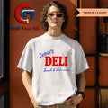 Tom Holland wearing Delmar’s Deli Fresh and Delicious shirt