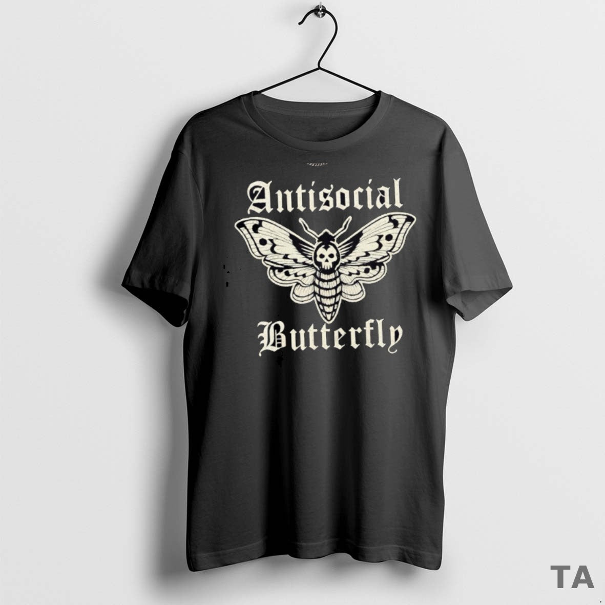 Top Anti Social Butterfly Gothic Skull Butterfly T Shirt Sweater