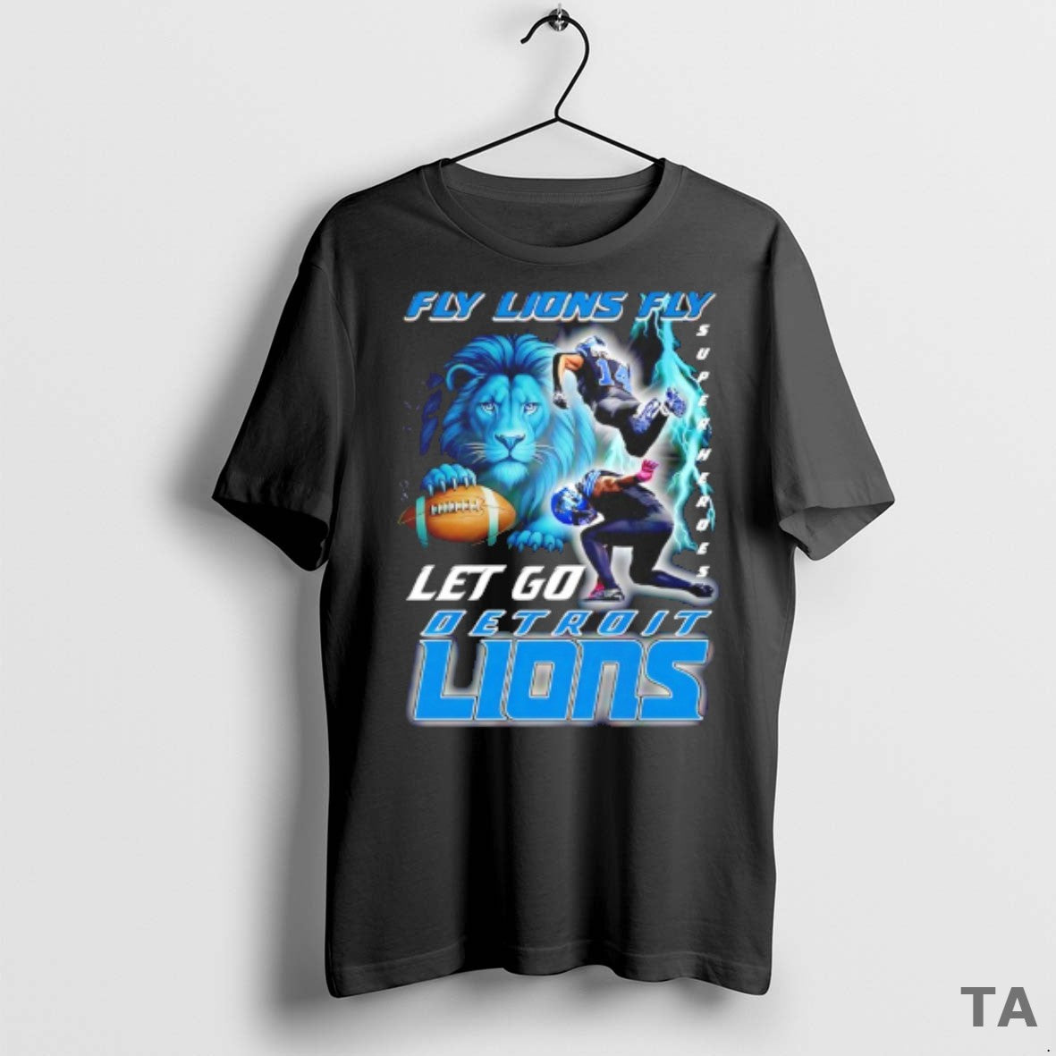 Top Fly Lions Fly Super Heroes Let Go Detroit Lions 2025 T Shirt Sweater