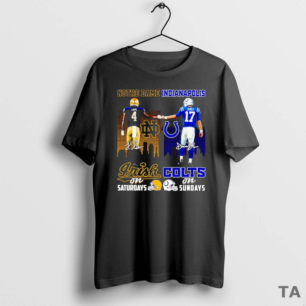 Top Notre Dame Fighting Irish On Saturdays Indianapolis Colts On Sundays T Shirt Sweater