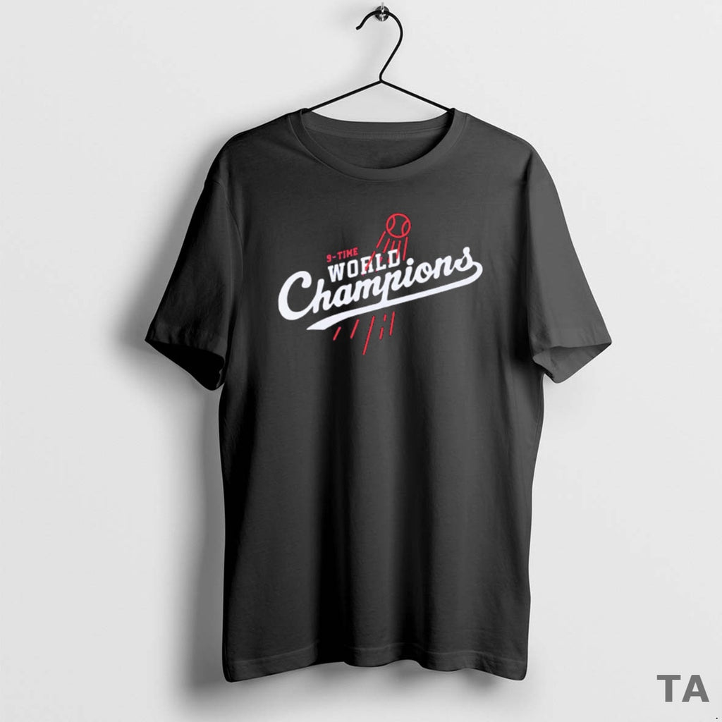 Top Top Los Angeles Dodgers 9 Time World Champions Logo T Shirt Sweater