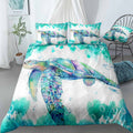 Watercolor Painted Sea Turtle Bubbles Bedding Set (Duvet Cover & Pillow Shams)