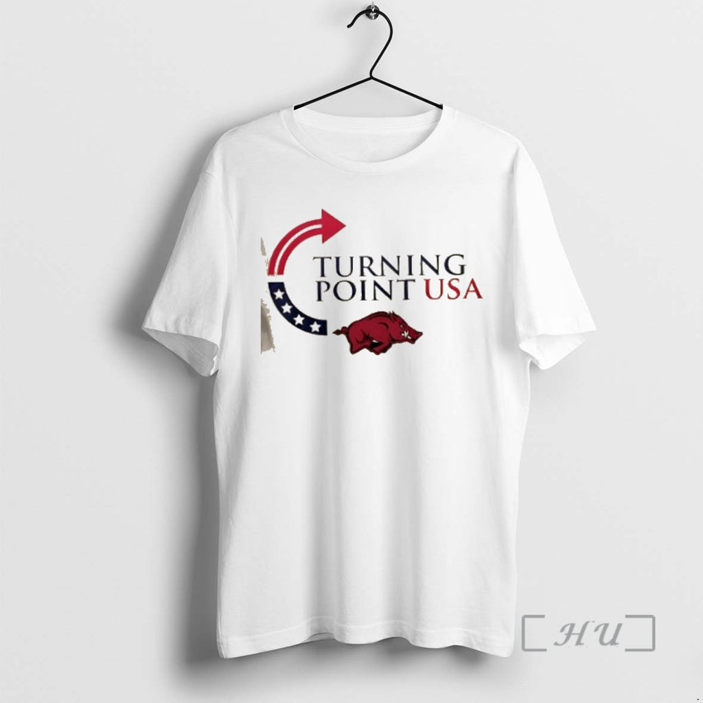 Trending Arkansas Razorbacks X Freedom Turning Point Usa Charlie Kirk 2 Sided Premium T Shirts