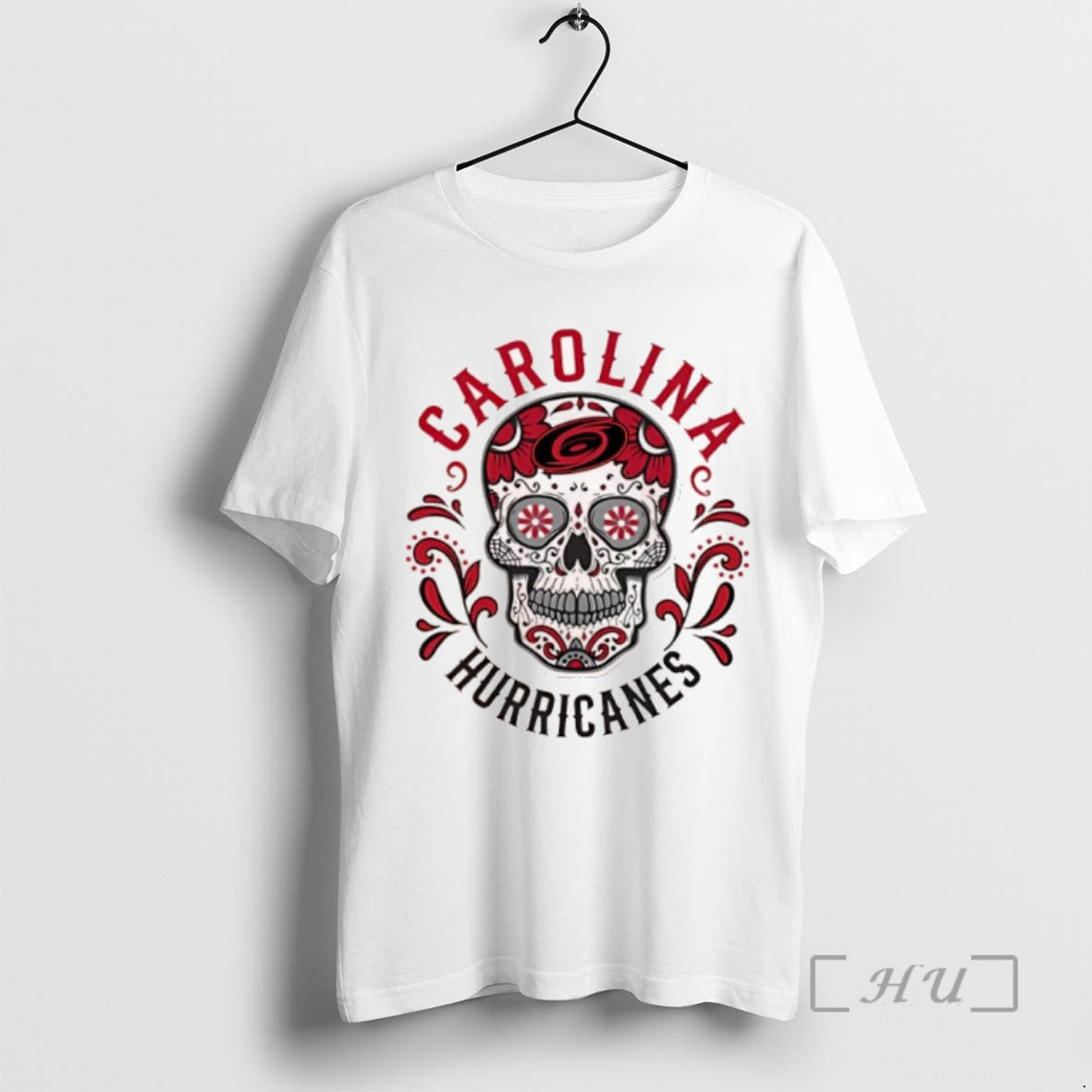 Trending Dia De Los Muertos Sugar Skull X Carolina Hurricanes Checkered Flag Tee Shirts Sweater