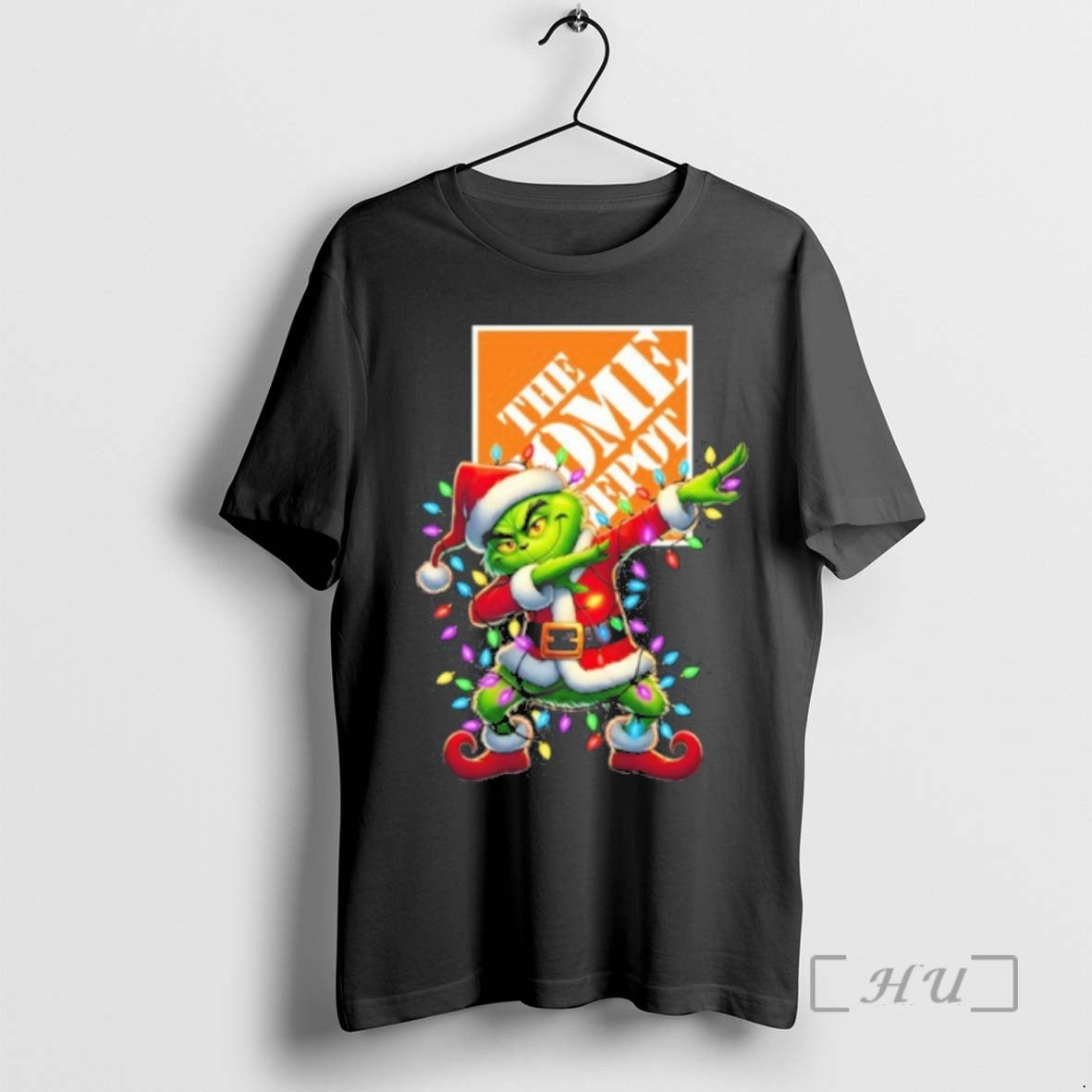 Trending Home Depot Logo X Grinch Dabbing Light Christmas Premium T Shirt Sweater
