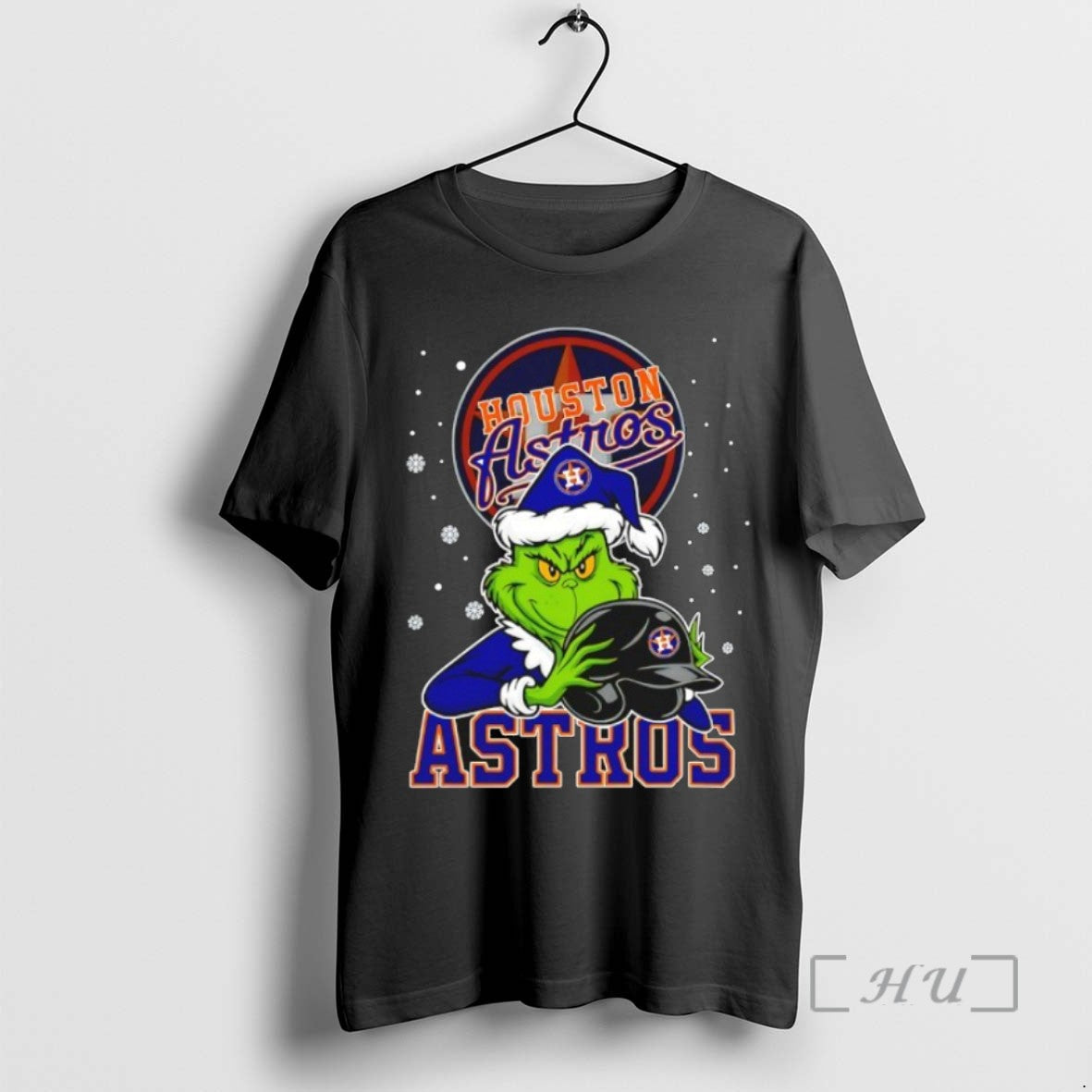 Trending Houston Astros Baseball Grinch Holding Helmet Christmas Tee Shirts Sweater
