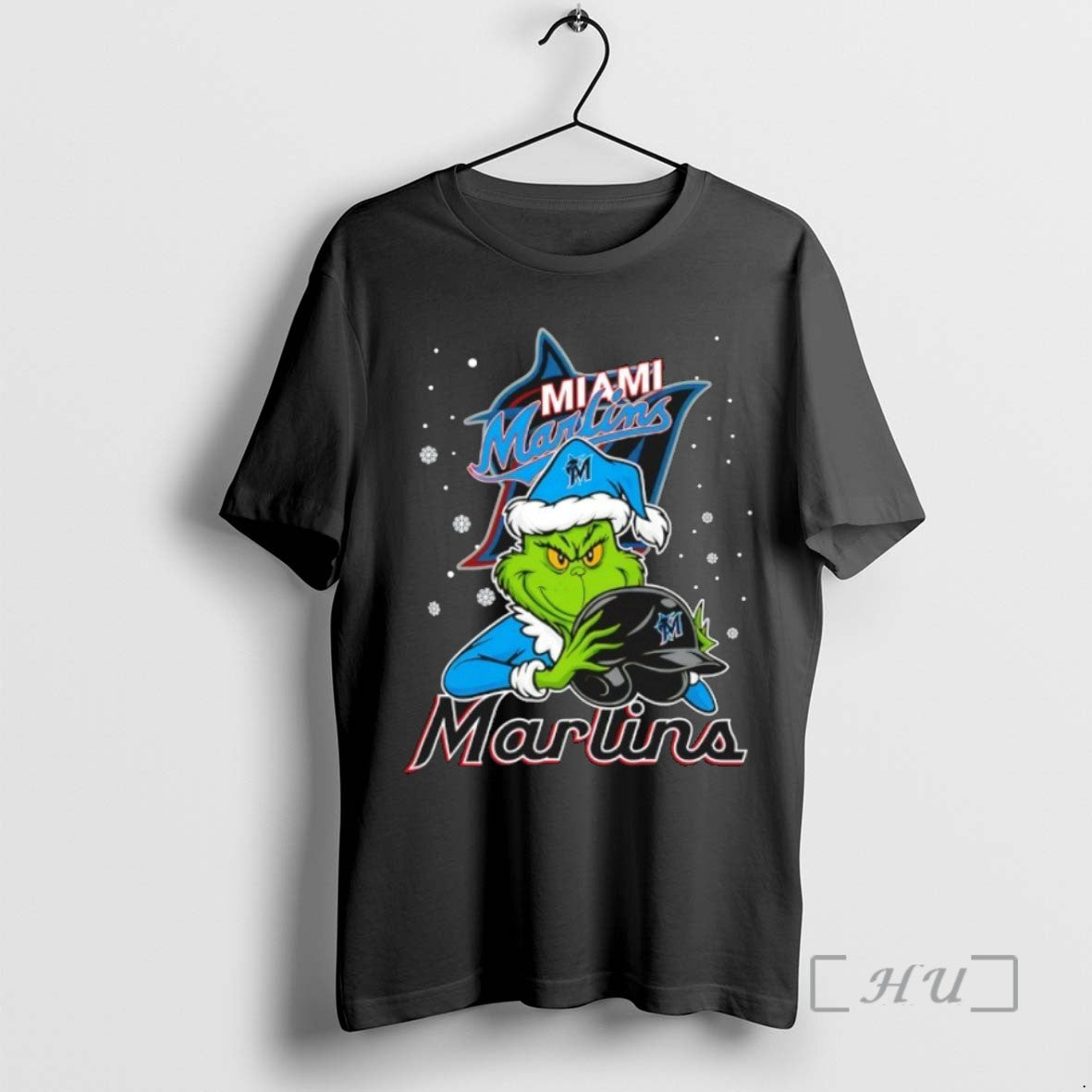 Trending Miami Marlins Baseball Grinch Holding Helmet Christmas Tee Shirts Sweater