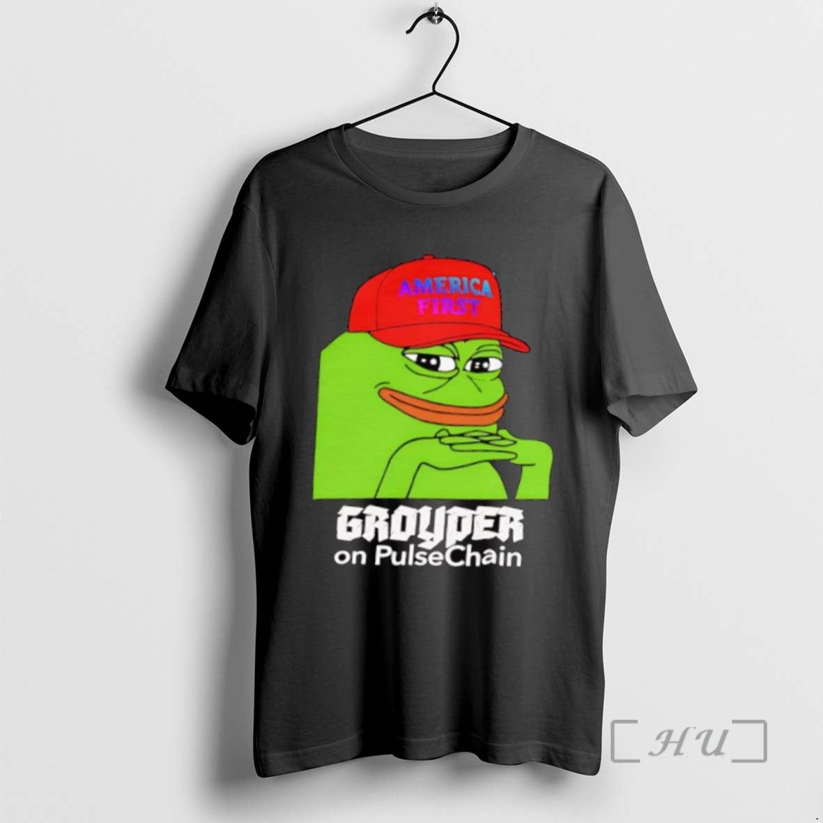 Trending Pepe Frog Meme America First Grouder On Pulsechain Tee Shirt Sweater