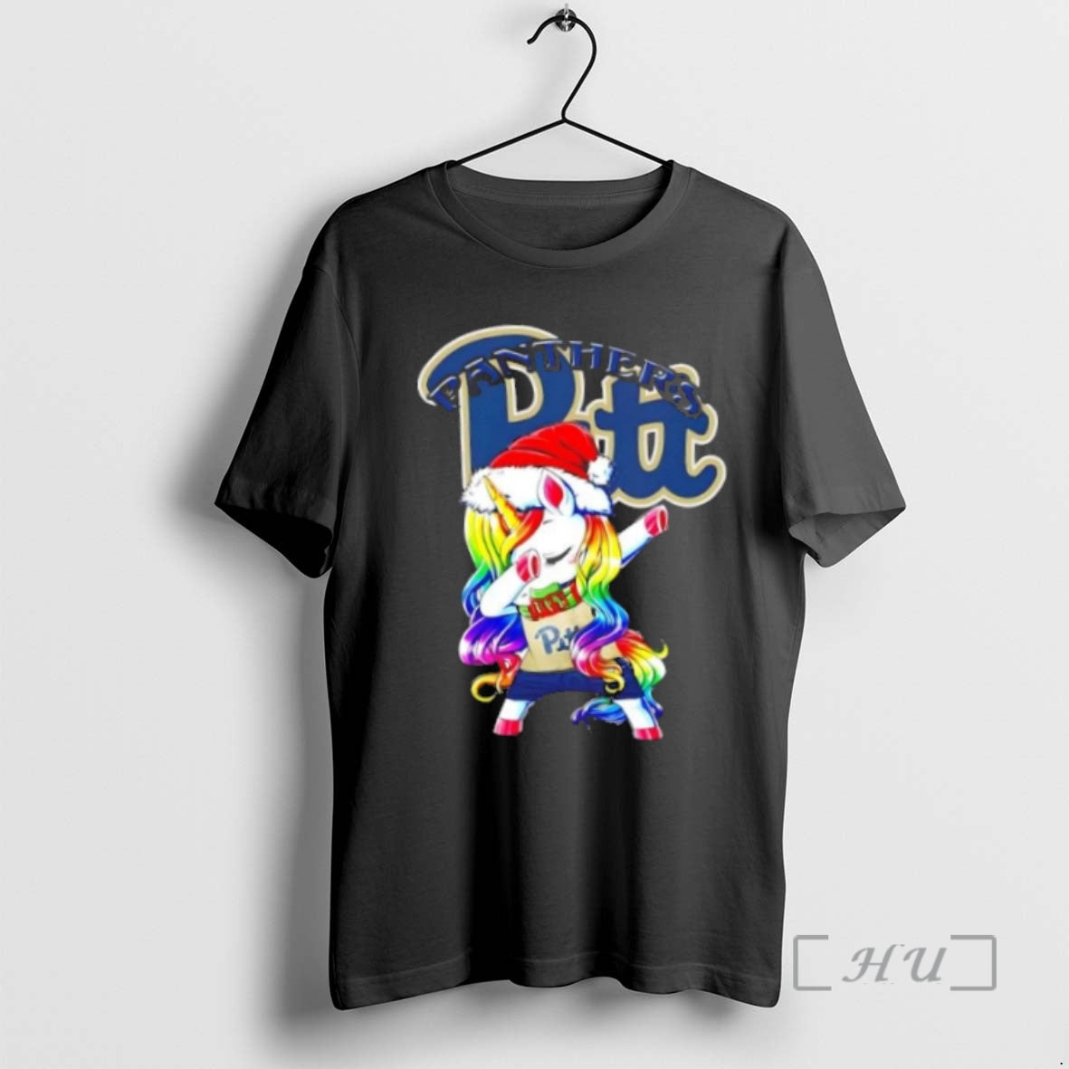 Trending Pittsburgh Panthers Football X Unicorn Santa Hat Dabbing Merry Christmas Premium T Shirt Sweater