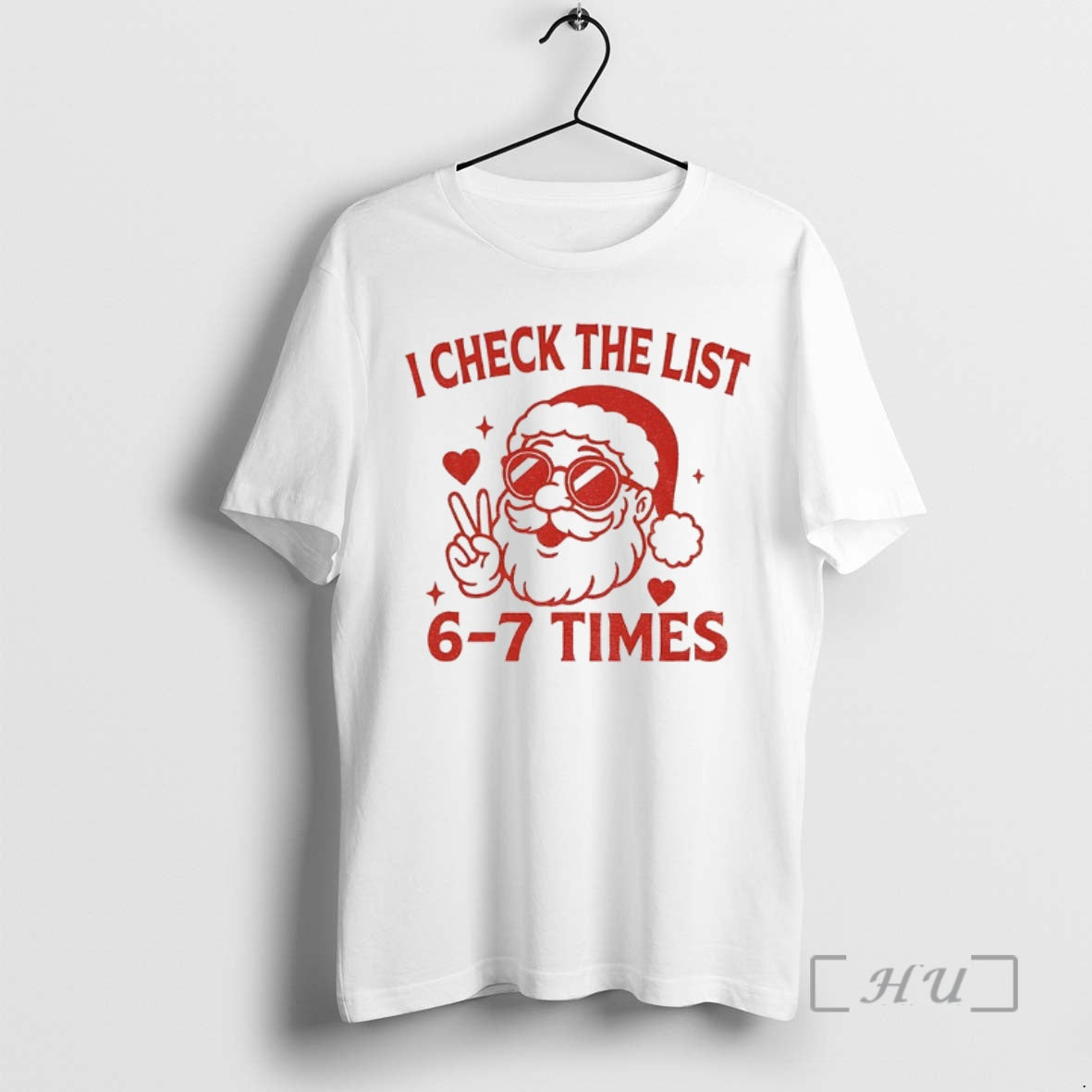 Trending Santa Claus Peace Hand I Check The List 67 Times Merry Christmas Premium