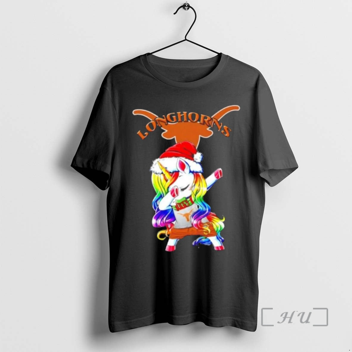 Trending Texas Longhorns Football X Unicorn Santa Hat Dabbing Merry Christmas Premium T Shirt Sweater