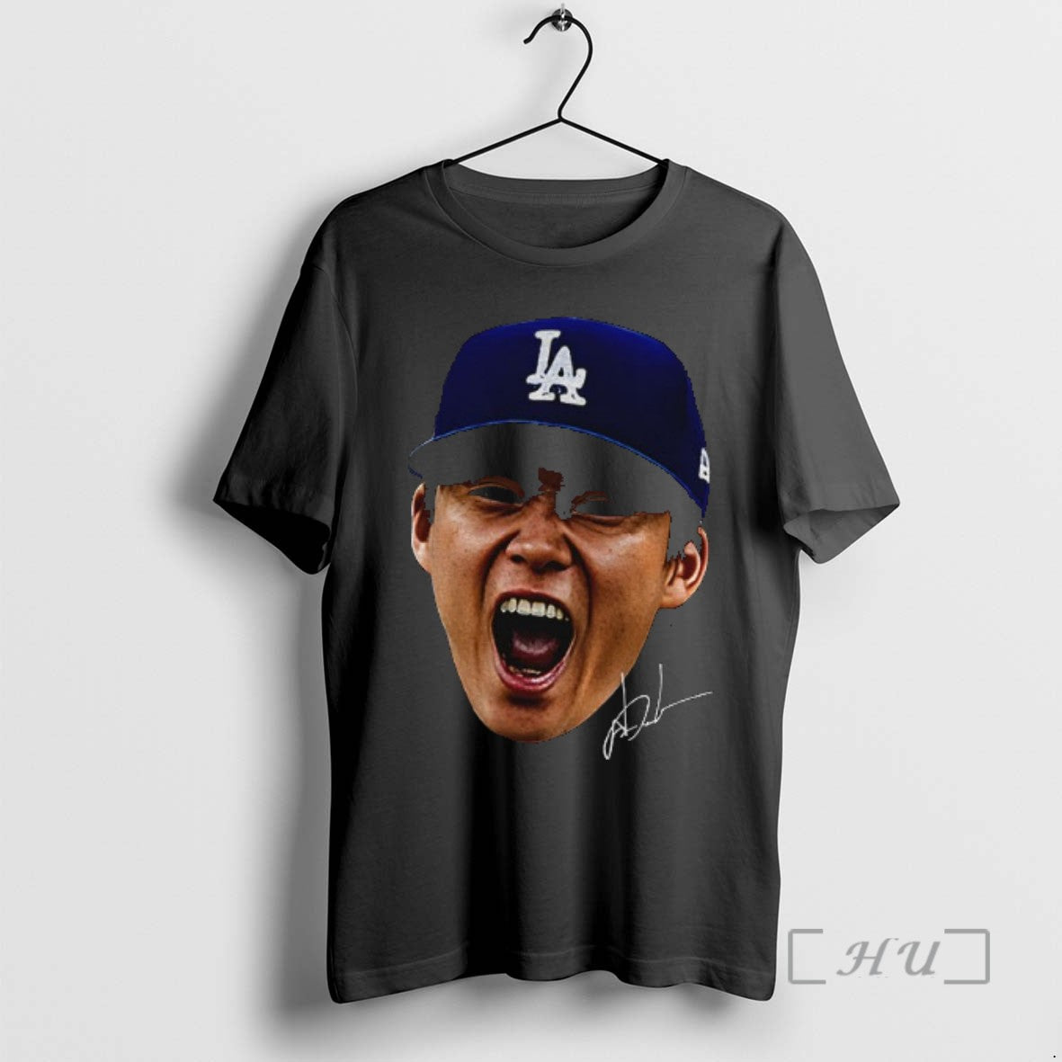 Trending Yoshinobu Yamamoto Big Face Fan Inspired Los Angeles Dodgers Meme Signature T Shirts Sweater