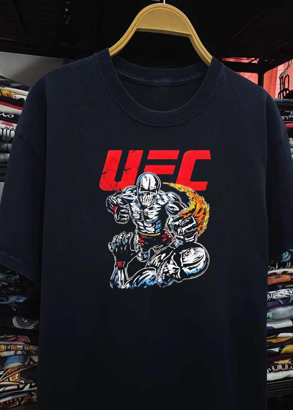 UFC Skull Fighter Flaming Punch Art Shirt