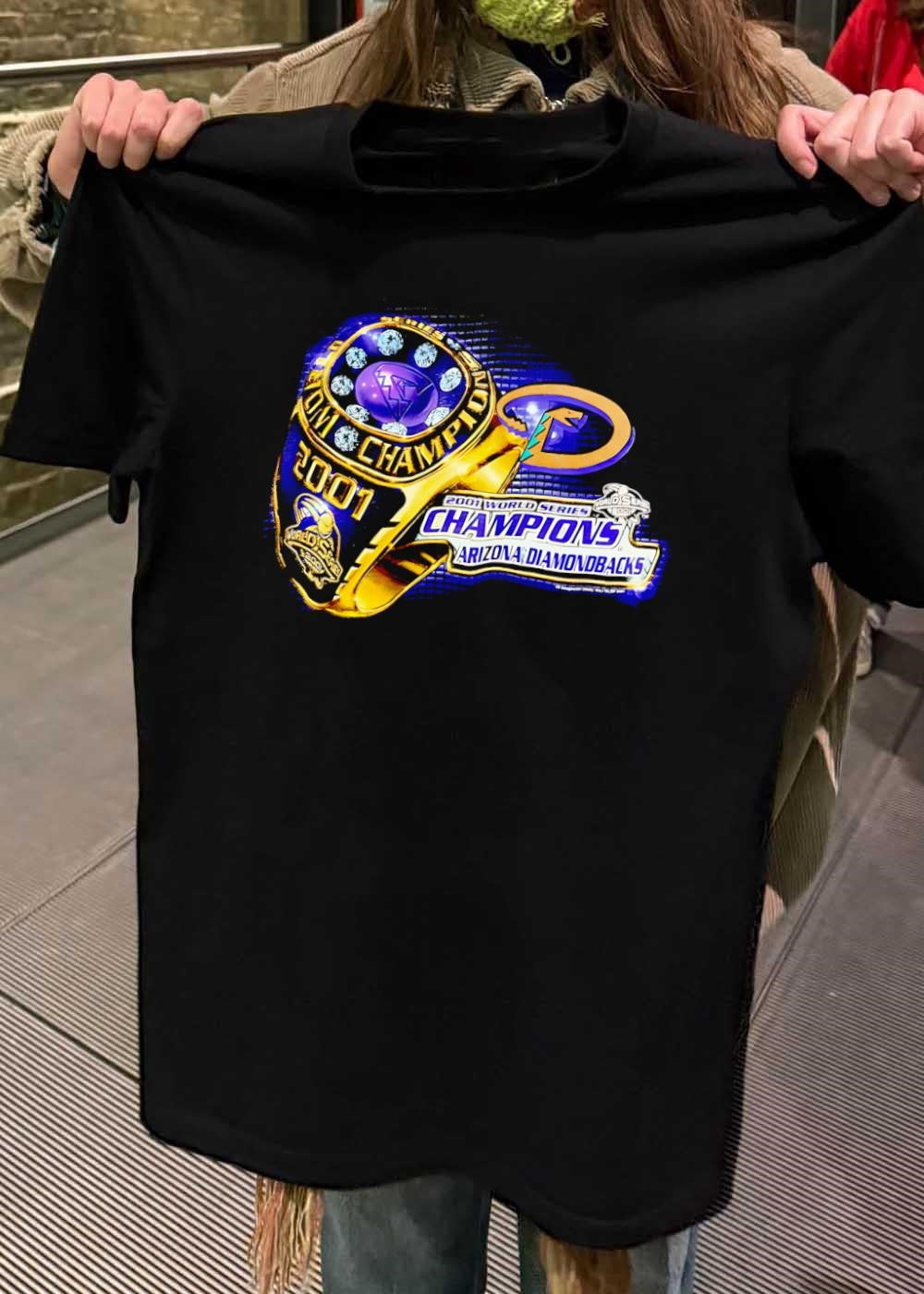 Vtg MLB Apparel 2001 World Series Ring Graphic Arizona Diamondbacks T-Shirt