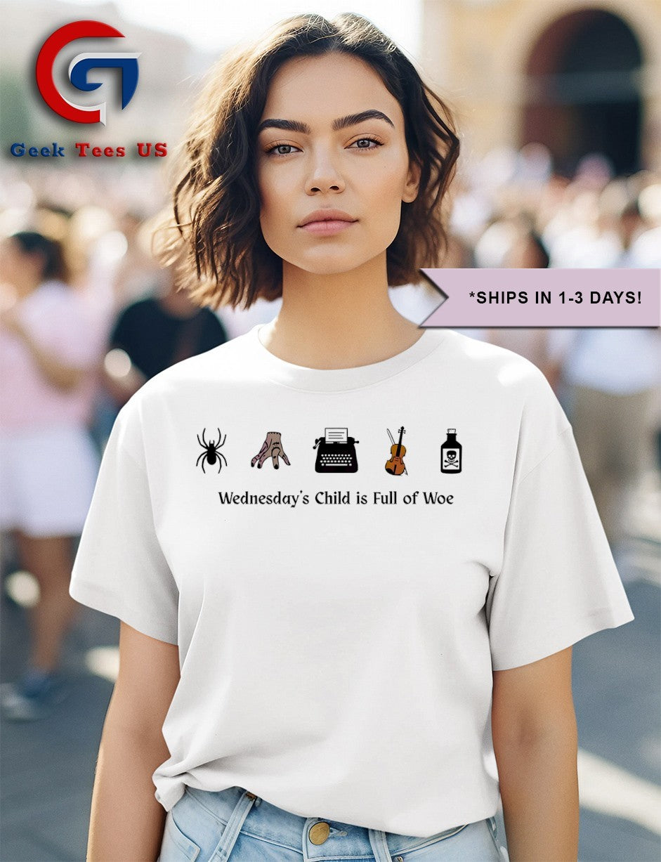Wednesday Addams Child is full of woe gothic Halloween 2025 shirt