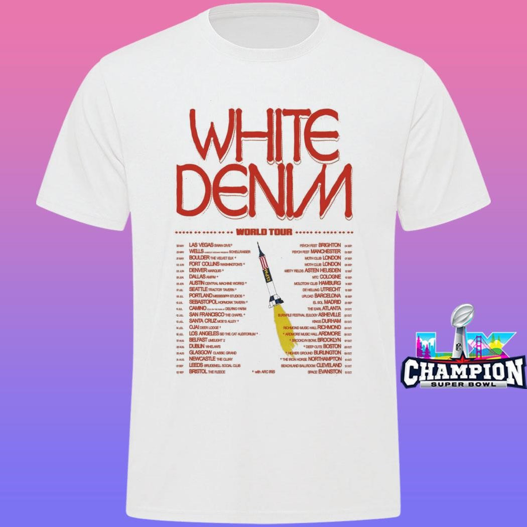 White Denim World Concert World Tour 2026 Shirt