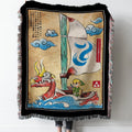 Wind waker woodblock Woven Tapestry Throw Blanket with Fringe