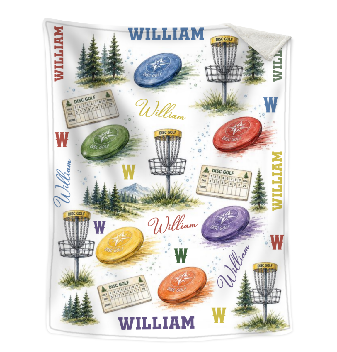 Personalized Disc Golf Blanket, Custom Frisbee Golf Throw, Disc Golfer Gift for Him, Sports Name Sherpa Blanket, Outdoor Player Present