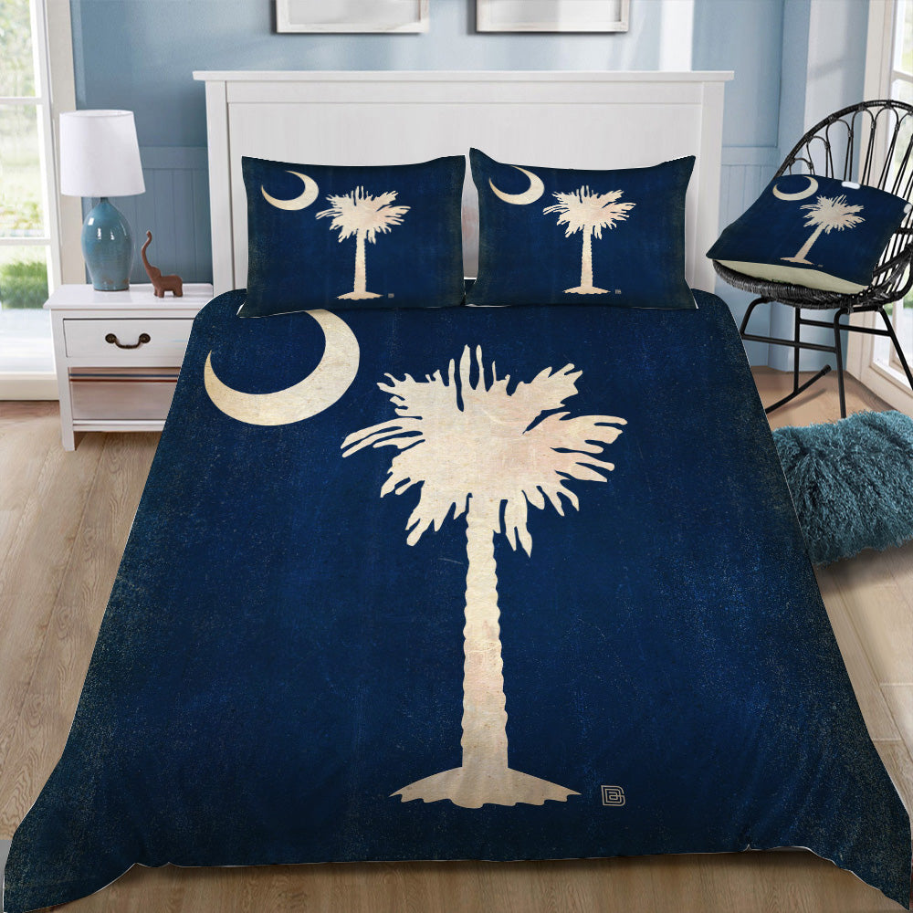 Rustic South Carolina State Flag Bedding Set (Duvet Cover & Pillow Shams)