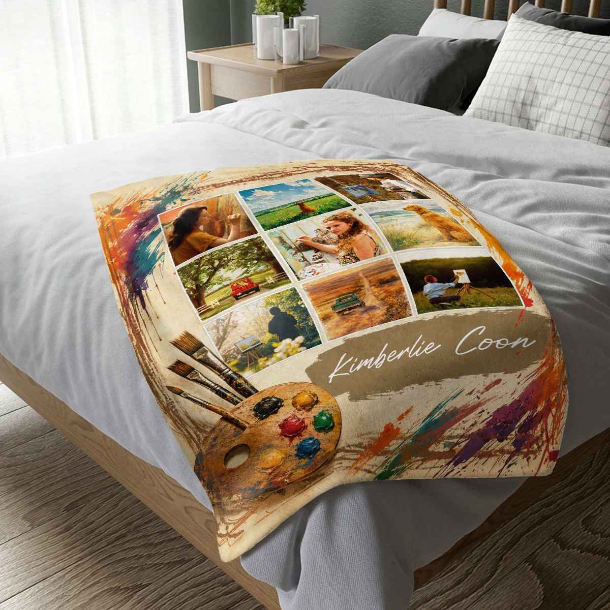 Artist Portfolio Blanket, Personalized Painter Gift, Artist Artwork Collection Blanket, Fine Art Throw, Art Lover Gift, Painting Studio Decor