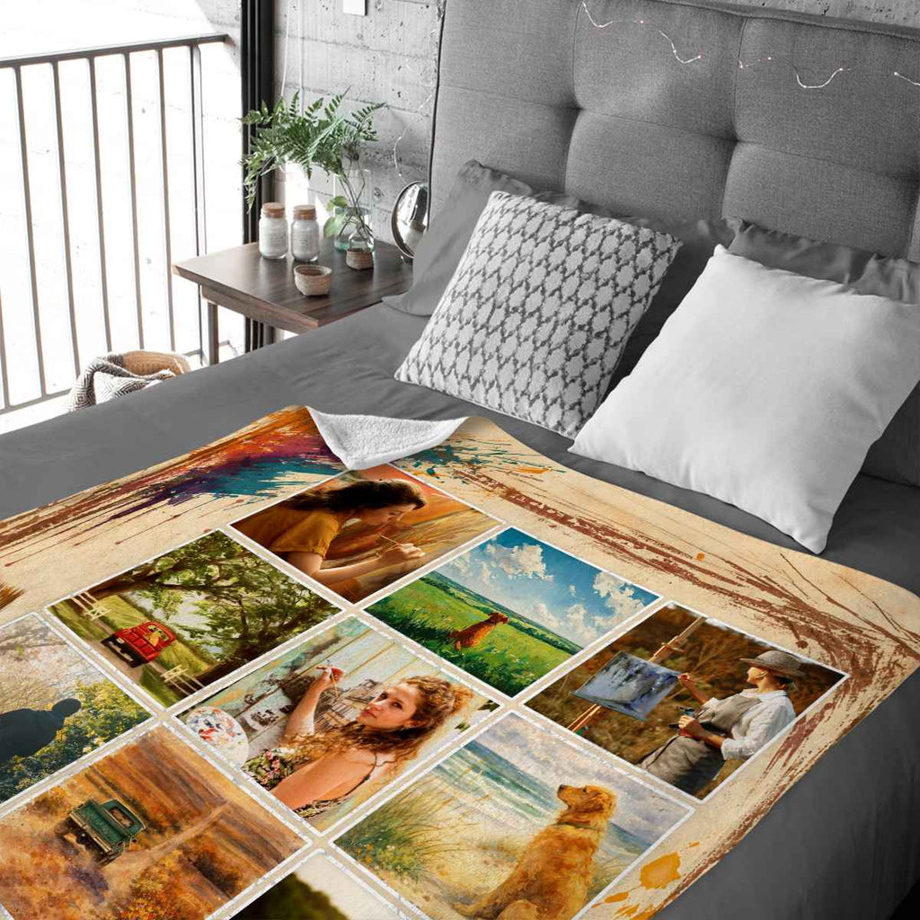 Artist Portfolio Blanket, Personalized Painter Gift, Artist Artwork Collection Blanket, Fine Art Throw, Art Lover Gift, Painting Studio Decor